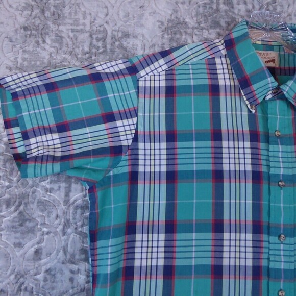 Vintage Fox Collection Shirt Mens Extra Large Plaid Short Sleeve Single Needle - Picture 4 of 14